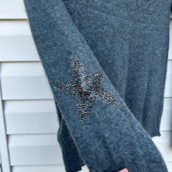 ZADIG & VOLTAIRE LADIES GRAY CASHMERE CICI PATCH METALLIC ELBOW STARS-XS - Picture 5 of 14
